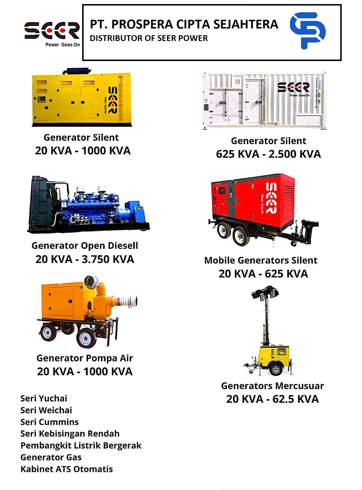 Seer Power Silent Diesel Genset Hospital Grade